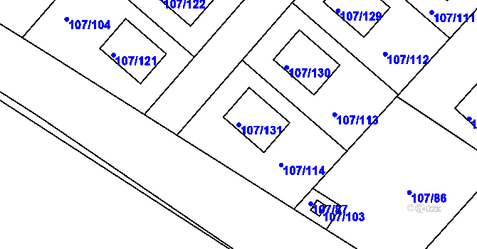 Parcela st. 107/131 v KÚ Velké Chvalovice, Katastrální mapa