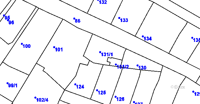 Parcela st. 131/1 v KÚ Velké Chvalovice, Katastrální mapa