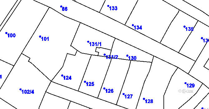 Parcela st. 131/2 v KÚ Velké Chvalovice, Katastrální mapa