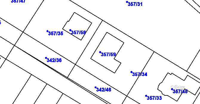 Parcela st. 357/59 v KÚ Velké Chvalovice, Katastrální mapa