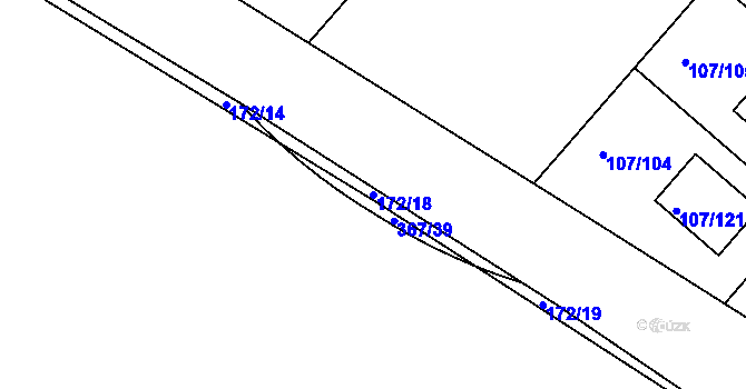 Parcela st. 172/18 v KÚ Velké Chvalovice, Katastrální mapa