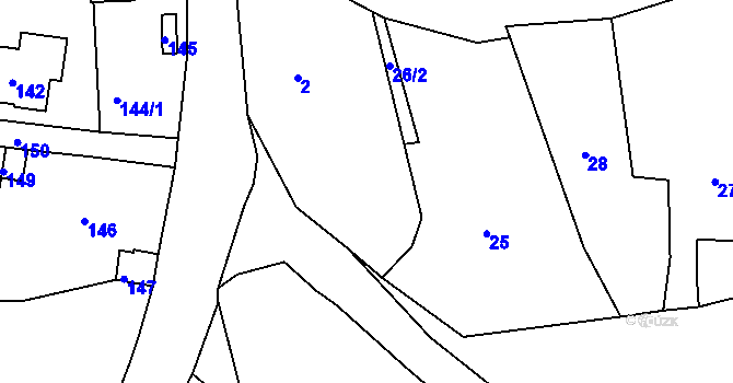 Parcela st. 1 v KÚ Malé Chvojno, Katastrální mapa