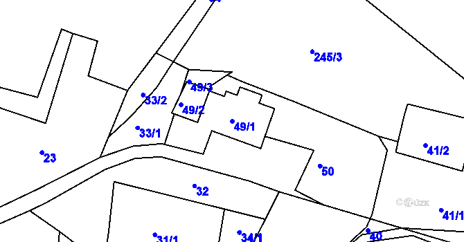Parcela st. 49/1 v KÚ Malé Chvojno, Katastrální mapa