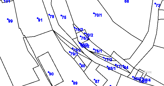 Parcela st. 76 v KÚ Malé Chvojno, Katastrální mapa