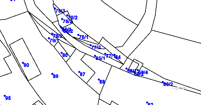 Parcela st. 77 v KÚ Malé Chvojno, Katastrální mapa
