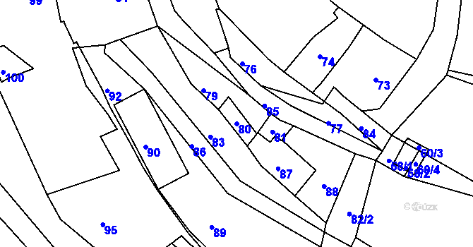 Parcela st. 80 v KÚ Malé Chvojno, Katastrální mapa