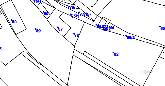 Parcela st. 82/2 v KÚ Malé Chvojno, Katastrální mapa