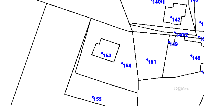 Parcela st. 153 v KÚ Malé Chvojno, Katastrální mapa