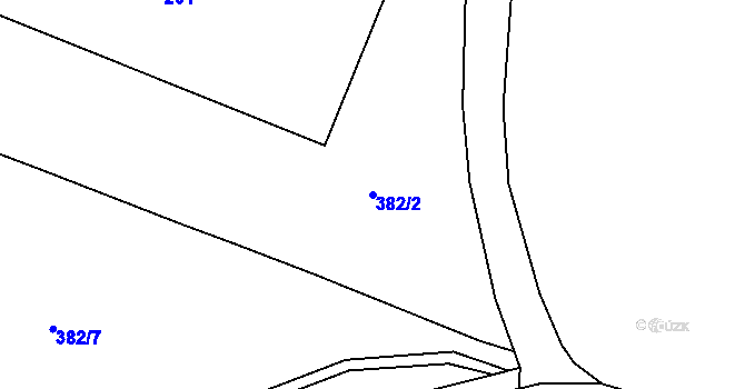Parcela st. 382/2 v KÚ Malé Chvojno, Katastrální mapa