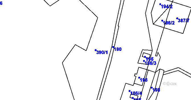 Parcela st. 390/1 v KÚ Malé Chvojno, Katastrální mapa