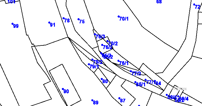 Parcela st. 85/3 v KÚ Malé Chvojno, Katastrální mapa