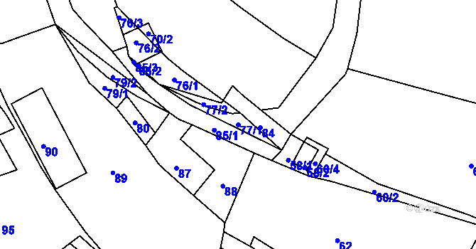 Parcela st. 77/1 v KÚ Malé Chvojno, Katastrální mapa
