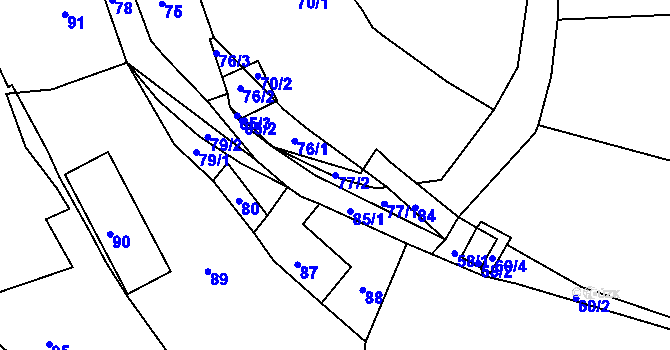 Parcela st. 77/2 v KÚ Malé Chvojno, Katastrální mapa