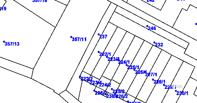 Parcela st. 222 v KÚ Velké Chvojno, Katastrální mapa