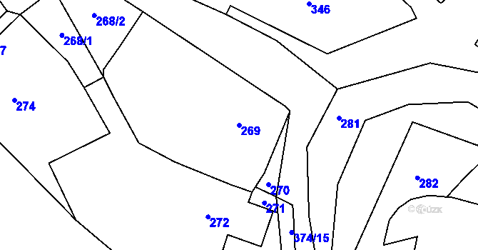 Parcela st. 269 v KÚ Velké Chvojno, Katastrální mapa