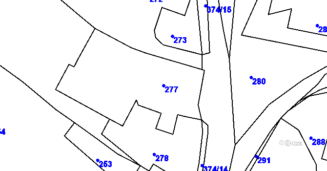 Parcela st. 277 v KÚ Velké Chvojno, Katastrální mapa