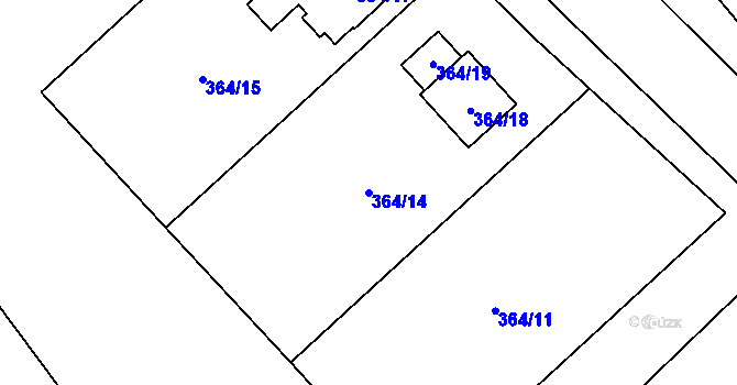 Parcela st. 364/14 v KÚ Velké Chvojno, Katastrální mapa