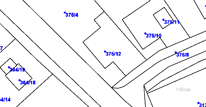 Parcela st. 375/12 v KÚ Velké Chvojno, Katastrální mapa