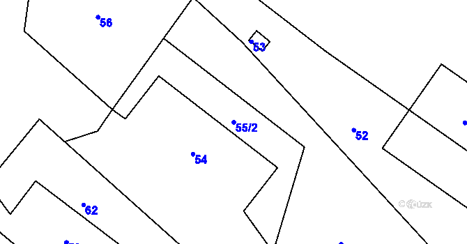 Parcela st. 55/2 v KÚ Velké Chvojno, Katastrální mapa