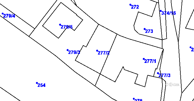 Parcela st. 277/2 v KÚ Velké Chvojno, Katastrální mapa