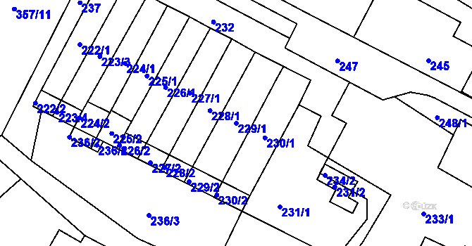 Parcela st. 229/1 v KÚ Velké Chvojno, Katastrální mapa