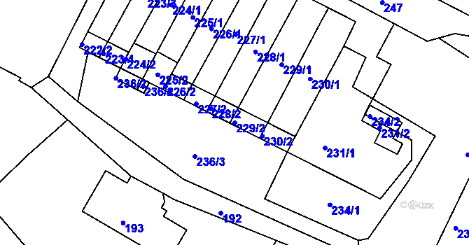 Parcela st. 229/2 v KÚ Velké Chvojno, Katastrální mapa