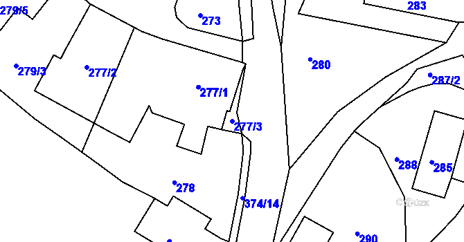 Parcela st. 277/3 v KÚ Velké Chvojno, Katastrální mapa