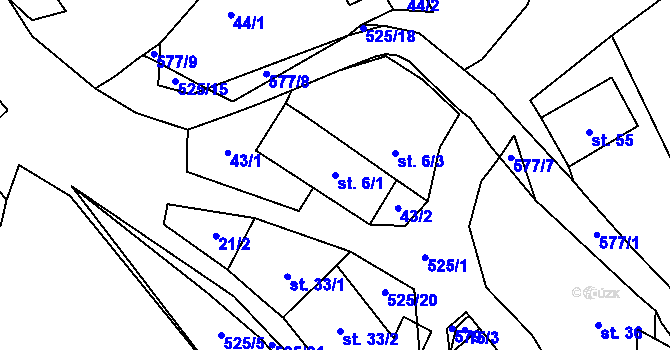 Parcela st. 6/1 v KÚ Velké Janovice, Katastrální mapa