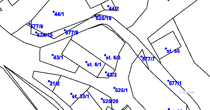 Parcela st. 6/3 v KÚ Velké Janovice, Katastrální mapa