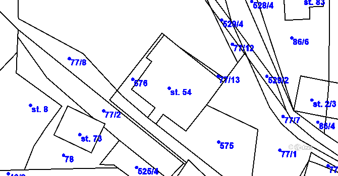 Parcela st. 54 v KÚ Velké Janovice, Katastrální mapa