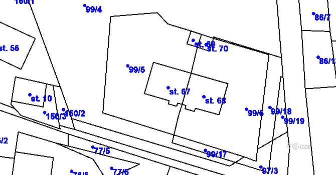 Parcela st. 67 v KÚ Velké Janovice, Katastrální mapa