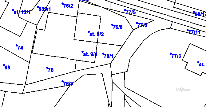 Parcela st. 76/1 v KÚ Velké Janovice, Katastrální mapa
