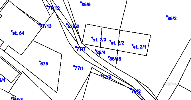 Parcela st. 86/4 v KÚ Velké Janovice, Katastrální mapa