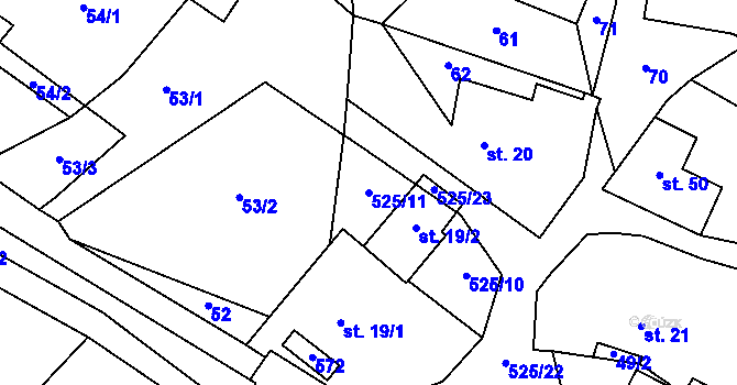 Parcela st. 525/11 v KÚ Velké Janovice, Katastrální mapa