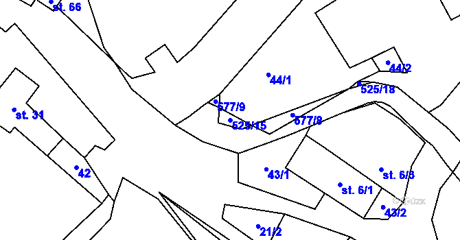 Parcela st. 525/15 v KÚ Velké Janovice, Katastrální mapa
