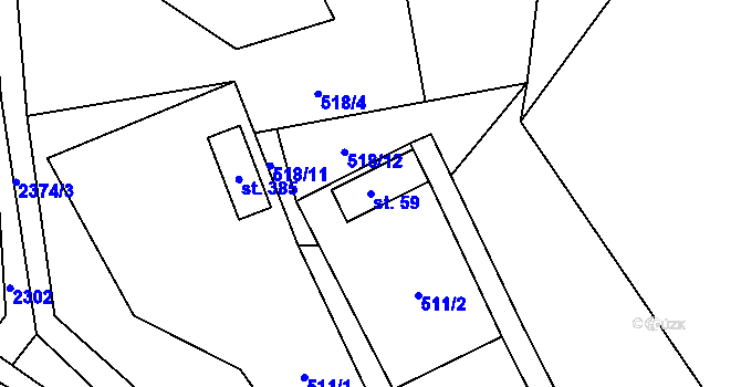 Parcela st. 59 v KÚ Malé Karlovice, Katastrální mapa