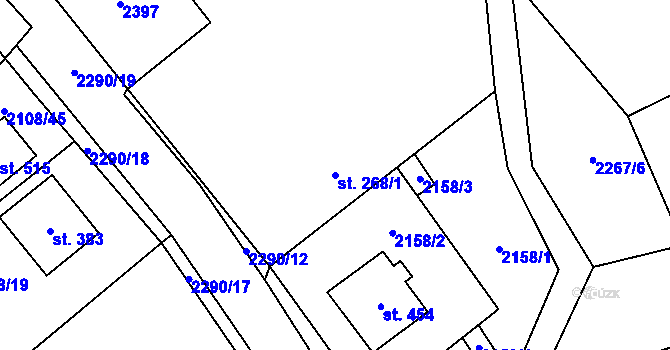 Parcela st. 268/1 v KÚ Malé Karlovice, Katastrální mapa