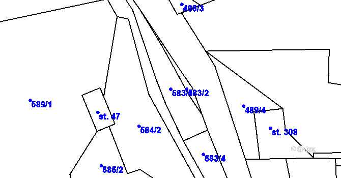 Parcela st. 583/1 v KÚ Malé Karlovice, Katastrální mapa