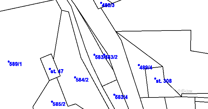 Parcela st. 583/2 v KÚ Malé Karlovice, Katastrální mapa