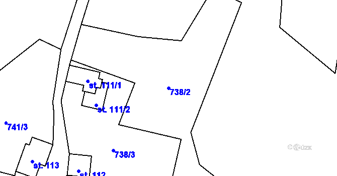 Parcela st. 738/2 v KÚ Malé Karlovice, Katastrální mapa