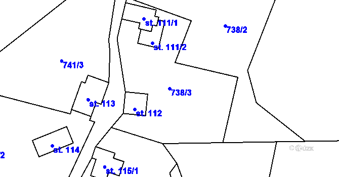 Parcela st. 738/3 v KÚ Malé Karlovice, Katastrální mapa