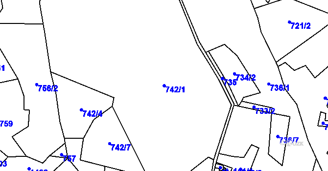 Parcela st. 742/1 v KÚ Malé Karlovice, Katastrální mapa