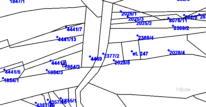 Parcela st. 2377/2 v KÚ Malé Karlovice, Katastrální mapa