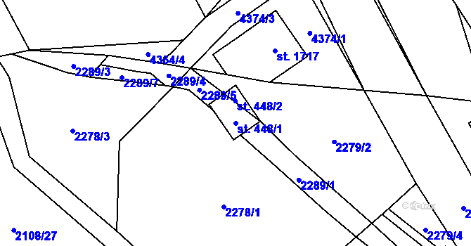 Parcela st. 448/1 v KÚ Malé Karlovice, Katastrální mapa