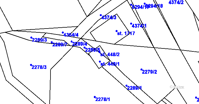 Parcela st. 448/2 v KÚ Malé Karlovice, Katastrální mapa