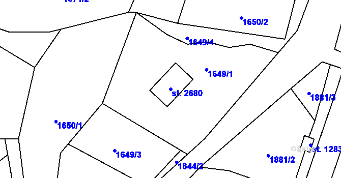 Parcela st. 2680 v KÚ Velké Karlovice, Katastrální mapa