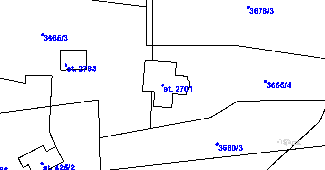 Parcela st. 2701 v KÚ Velké Karlovice, Katastrální mapa