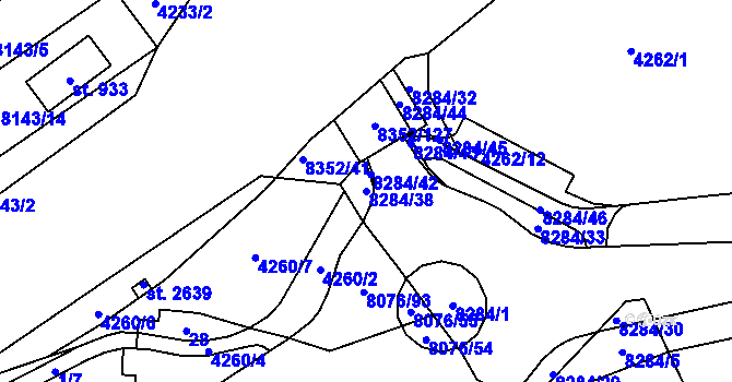 Parcela st. 8284/38 v KÚ Velké Karlovice, Katastrální mapa