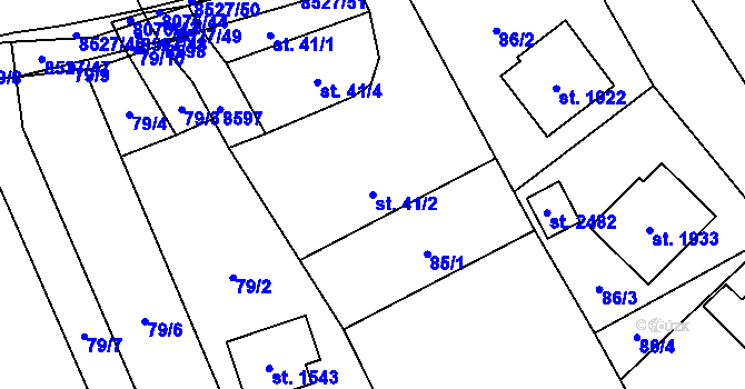 Parcela st. 41/2 v KÚ Velké Karlovice, Katastrální mapa