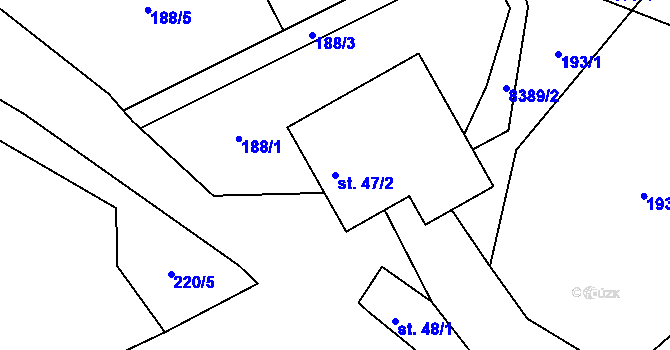 Parcela st. 47/2 v KÚ Velké Karlovice, Katastrální mapa